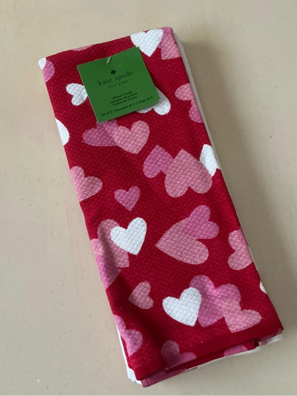 NWT Set/3 Valentine Hearts Design Kitchen Dish Towels 💕